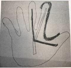 Image: Kawhi Leonard Sketched logo, hand outline with K inside