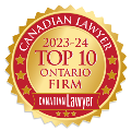 2023 Canadian Lawyer Top 10 Ontario Law Firms Logo - 2023 Canadian Lawyer Top 10 Ontario Law Firms